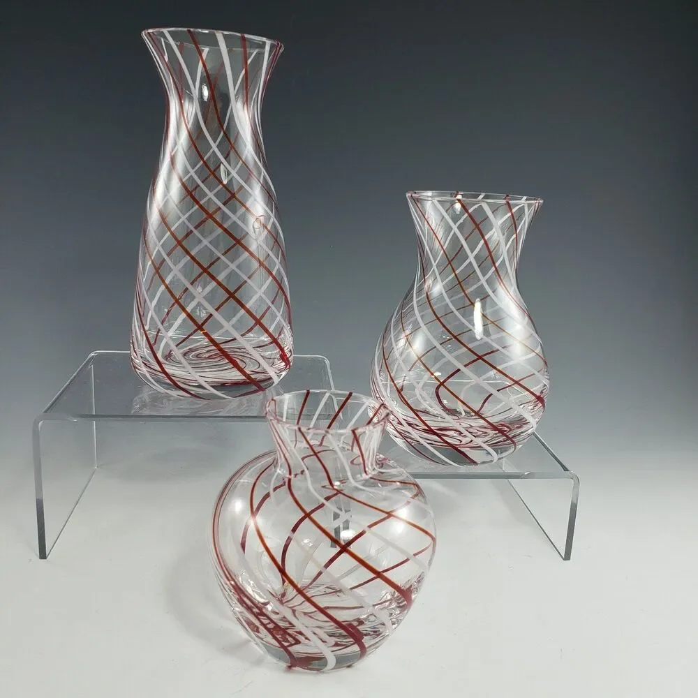 Set 3 Mini Vases Williams Sonoma Peppermint Candy Cane Stripe Rooting Glass MINT
